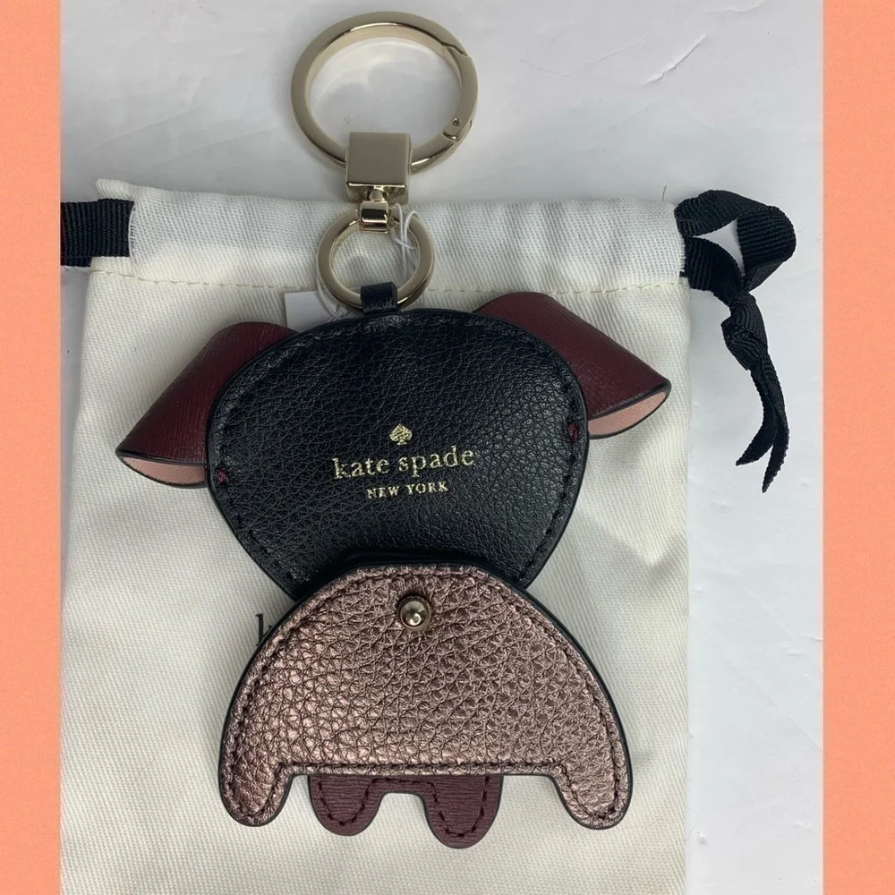 Kate Spade Movable Origami Dog Keychain Fob NWT